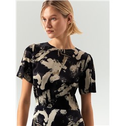 Платье миди из 100% вискозы с принтом, PL1660/agoria