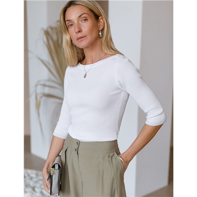 Джемпер фактурной вязки из вискозы с мягким люрексом