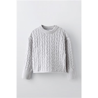 CABLE-KNIT CHENILLE SWEATER