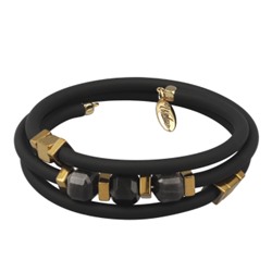 Браслет Терра (агат, каучук черный; покрытие золото), Есть комплект