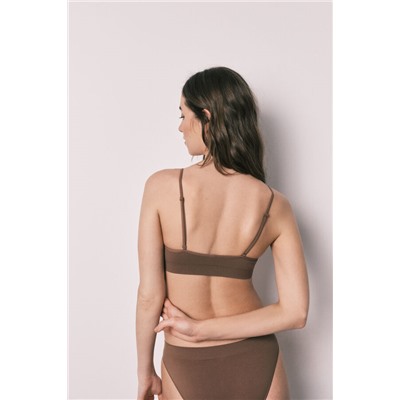 AIRY Sujetador top triangular seamless marrón chocolate