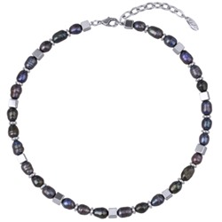 Колье Селена (жемчуг бензиновый 6мм; покрытие родий) 42-48см, Есть комплект