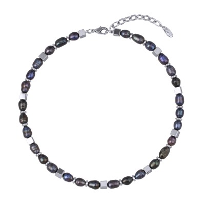 Колье Селена (жемчуг бензиновый 6мм; покрытие родий) 42-48см, Есть комплект