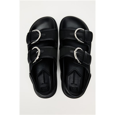 MESH FLAT SLIDER SANDALS WITH BUCKLES