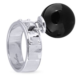 Кольцо (Майорка 14мм черный глянец; покрытие родий), Есть комплект