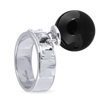 Кольцо (Майорка 14мм черный глянец; покрытие родий), Есть комплект