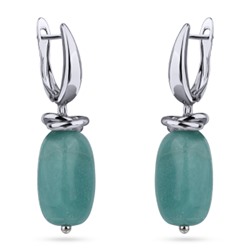 Серьги Терра (амазонит12-13мм; покрытие родий), Есть комплект