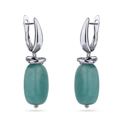 Серьги Терра (амазонит12-13мм; покрытие родий), Есть комплект