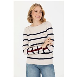 Kadın Krem Bisiklet Yaka Kazak