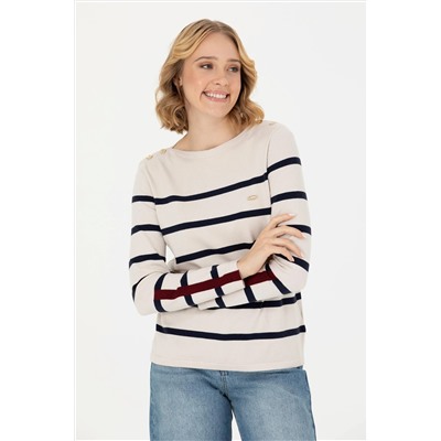 Kadın Krem Bisiklet Yaka Kazak