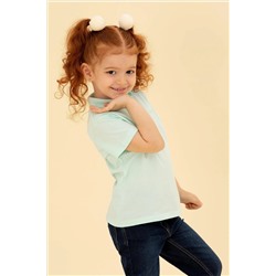Kız Çocuk Su Yeşili Basic Polo Yaka Tişört