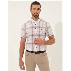 Kahverengi Regular Fit Kısa Kollu Gömlek