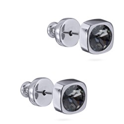 Пусеты Теннис (кристаллы SW темно-серые 4мм; покрытие родий), Есть комплект