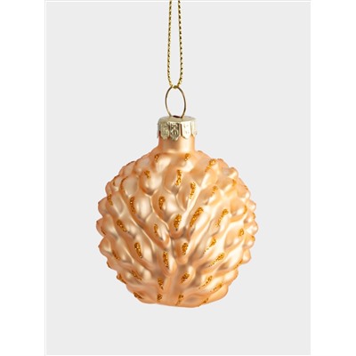 Игрушка елочная, 6x6 см, стекло, золотистая, Ежик, New year