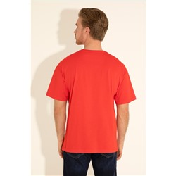 Erkek Comfort Fit Bisiklet Yaka Kırmızı Tişört