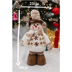 Игрушка новогодняя с выдвижными ногами Снеговик в наушниках в шляпе