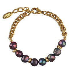 Браслет (жемчуг бензиновый 6мм; покрытие золото) 18-21см, Есть комплект