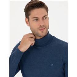 İndigo Melanj Slim Fit Basic Kazak
