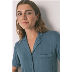 Pijama camisero Capri viscosa verde