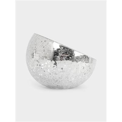 Конфетница, 15х12 см, стекло, серебристая, Кракелюр, Craquelure