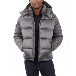 Michael Kors Men's Heavyweight Metallic Finish Hooded Puffer Jacket
