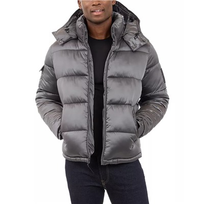 Michael Kors Men's Heavyweight Metallic Finish Hooded Puffer Jacket
