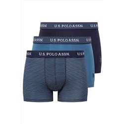 U.S. Polo Assn. Erkek Çok Renkli Çizgili & Düz Likralı Pamuklu Modal 3'lü Paket Boxer AR.8.0.U5R.1.İ5