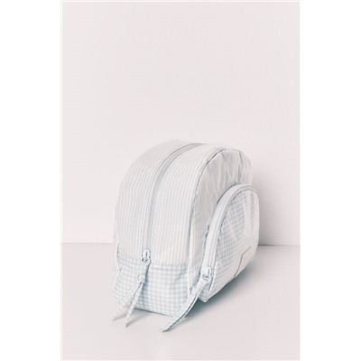 Neceser acolchado cuadros y rayas verde