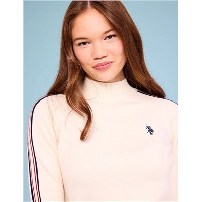 SIGNATURE STRIPE RAGLAN MOCK NECK SWEATER