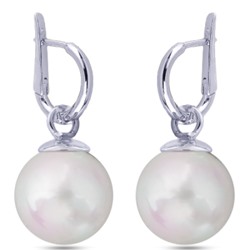 Серьги (Майорка 14мм белая; покрытие родий), Есть комплект