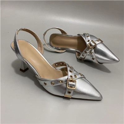 Серебряные туфли с пряжкой, экспортный магазин Модель 2025 года