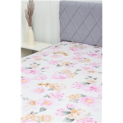 Простыня на резинке поплин Цветочный рай