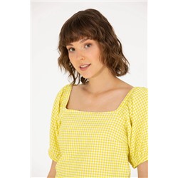 Kadın Neon Sarı Kısa Kollu Gömlek