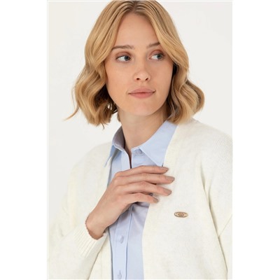 Kadın Krem Melanj Triko Hırka