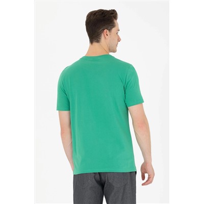 Erkek Yeşil Basic Bisiklet Yaka Tişört
