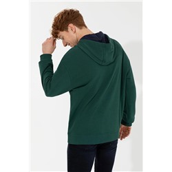 Erkek Yeşil Kapüşonlu Sweatshirt
