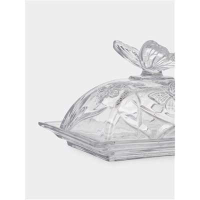 Масленка, 17х12 см, стекло, прямоугольная, Бабочка, Butterfly