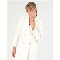 Krem Comfort Fit Kaşe Kaban