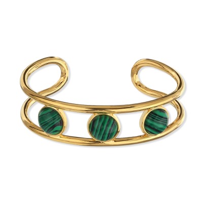 Браслет Самоцветы (малахит; покрытие золото), Есть комплект