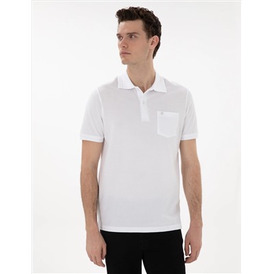 Beyaz Regular Fit %100 Pamuk Polo Yaka Basic Tişört