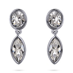 Серьги Эйва (кристаллы SW белые; покрытие родий), Есть комплект