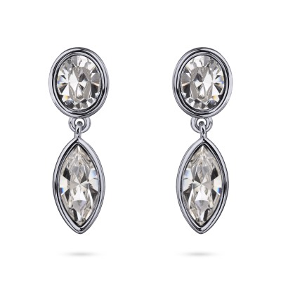 Серьги Эйва (кристаллы SW белые; покрытие родий), Есть комплект