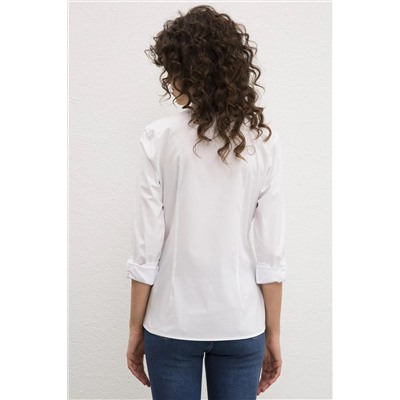 Kadın Beyaz Uzun Kollu Basic Gömlek