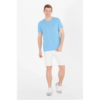 Erkek Turkuaz Basic Bisiklet Yaka Tişört