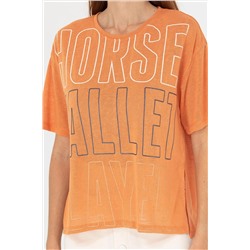 Kadın Kiremit Bisiklet Yaka Tişört