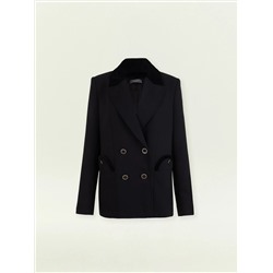 Двубортный жакет с бархатной отделкой, ML858/pioma