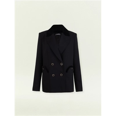 Двубортный жакет с бархатной отделкой, ML858/pioma