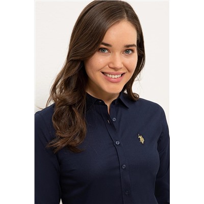 Kadın Lacivert Uzun Kollu Basic Gömlek