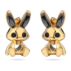 Серьги Зая (кристаллы SW черные, гематит; покрытие золото), Есть комплект