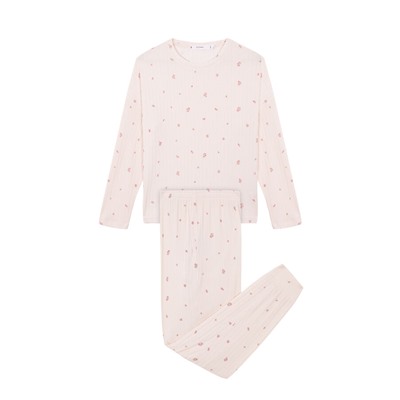 Pijama larga viscosa estampado floral rosa